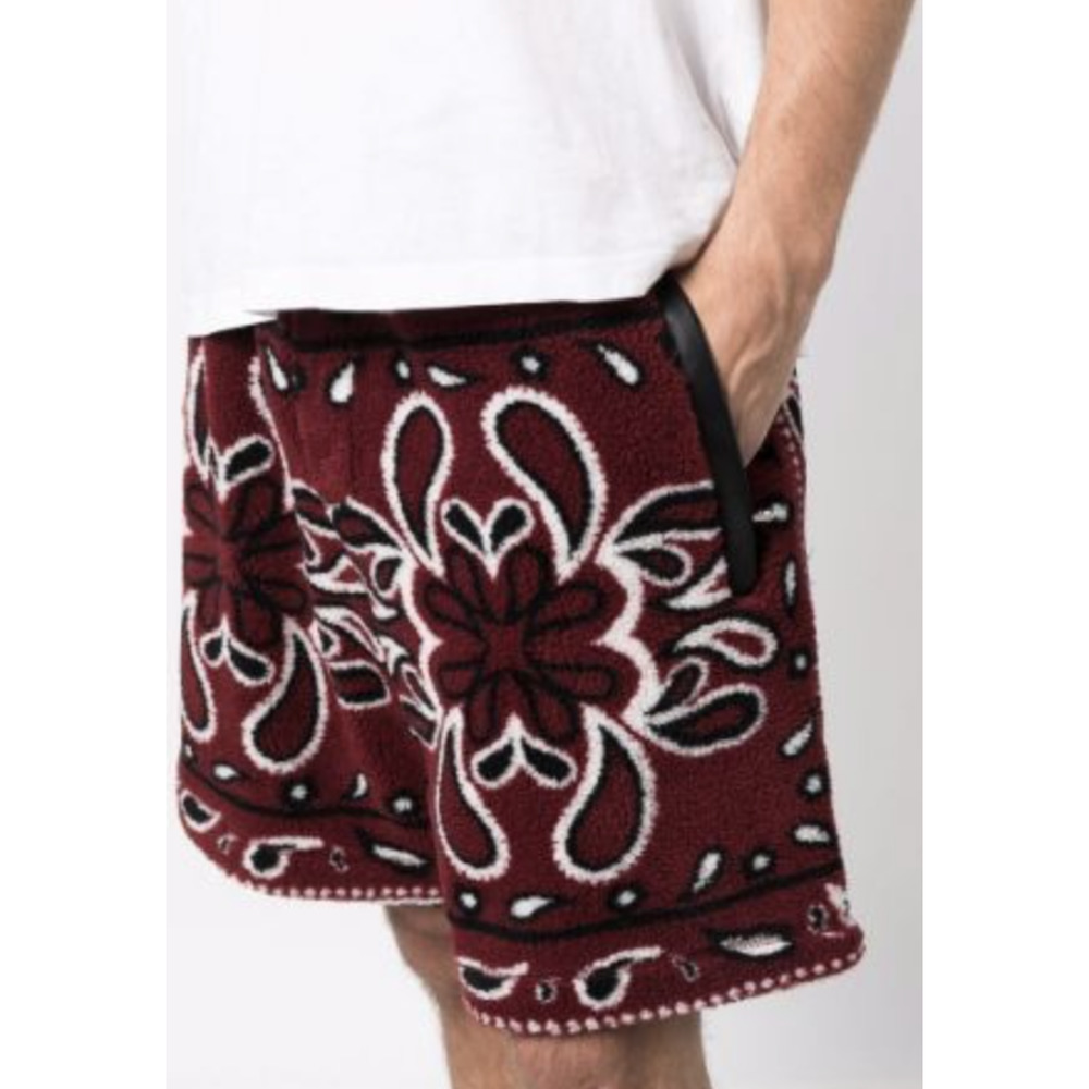 Amiri Printed Bandana Fleece Shorts Red size Small